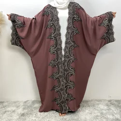 New Muslim fashion cardigan splicing style Turkey Dubai Arab loose elegant bat sleeve cardigan robe for Islamic women