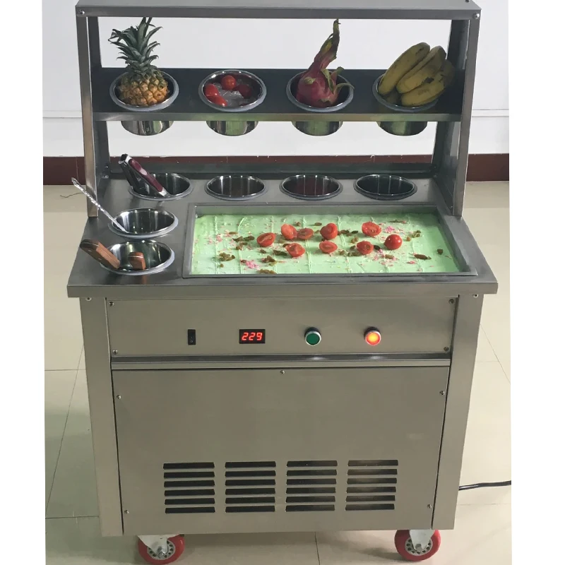 220V Commercial Stir Fried Yogurt Machine Large Commercial Fresh Made Ice Cream Roll Stir Fried Ice Cream Machine 1600W