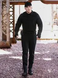 Summer Police Security guard Uniform Black Quick Drying Long Sleeve Blue Working Suit Tactical Sets Training  for man