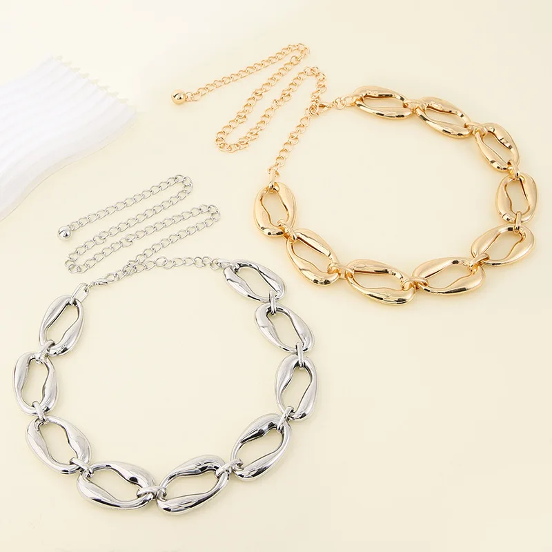 Vintage Oval Link Chain Belt Cinturon Adjustable Metal Waist Chain Women Fashion Heavy Accessory For Dress Jeans Daily Wear view 2