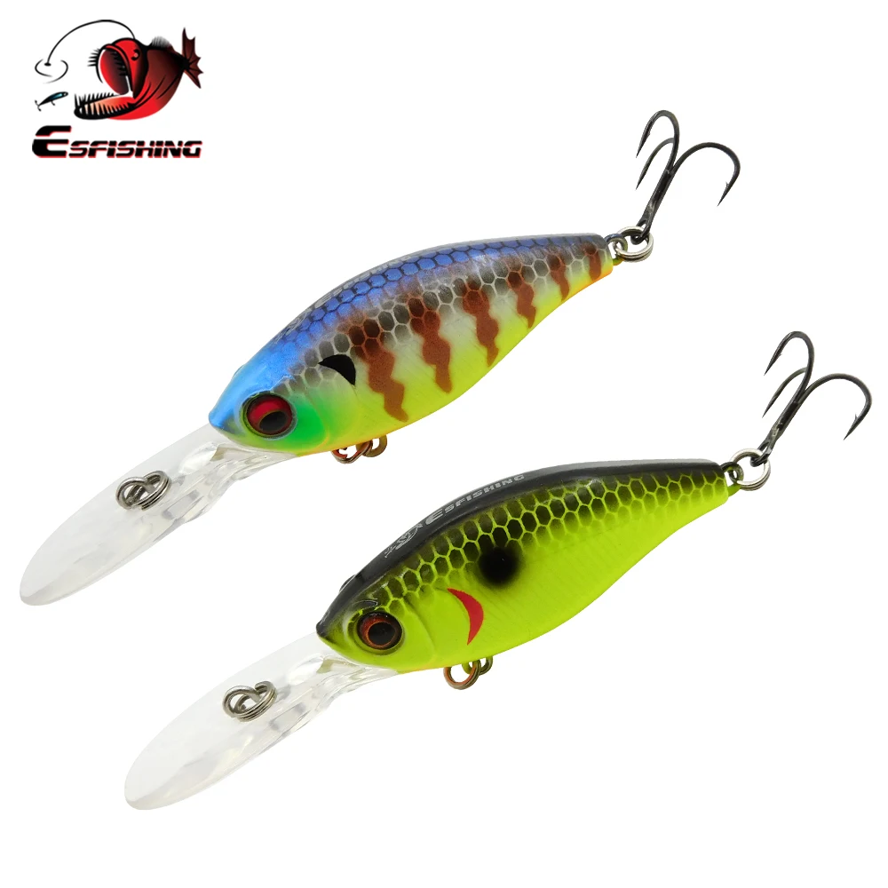 ESFISHING professional Floating Hard Bait Lucky Prince PLUS 52mm 72mm Dive 1.2m Crank Wobbler Pike Fishing Lure Tackle