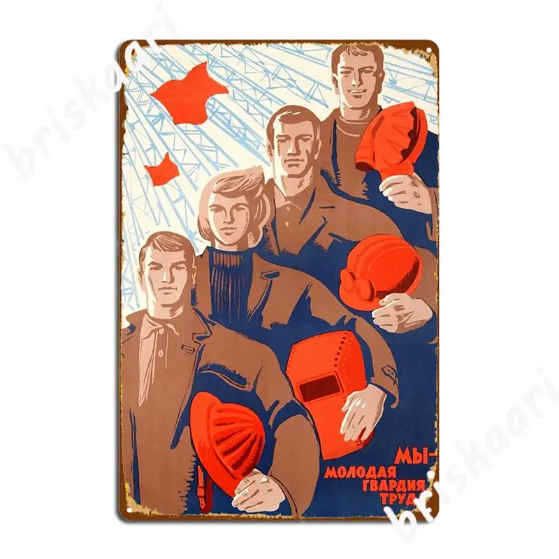 Young Labour Guard Ussr Cold War Metal Sign Retro Plates Home Club Party Tin Sign Posters