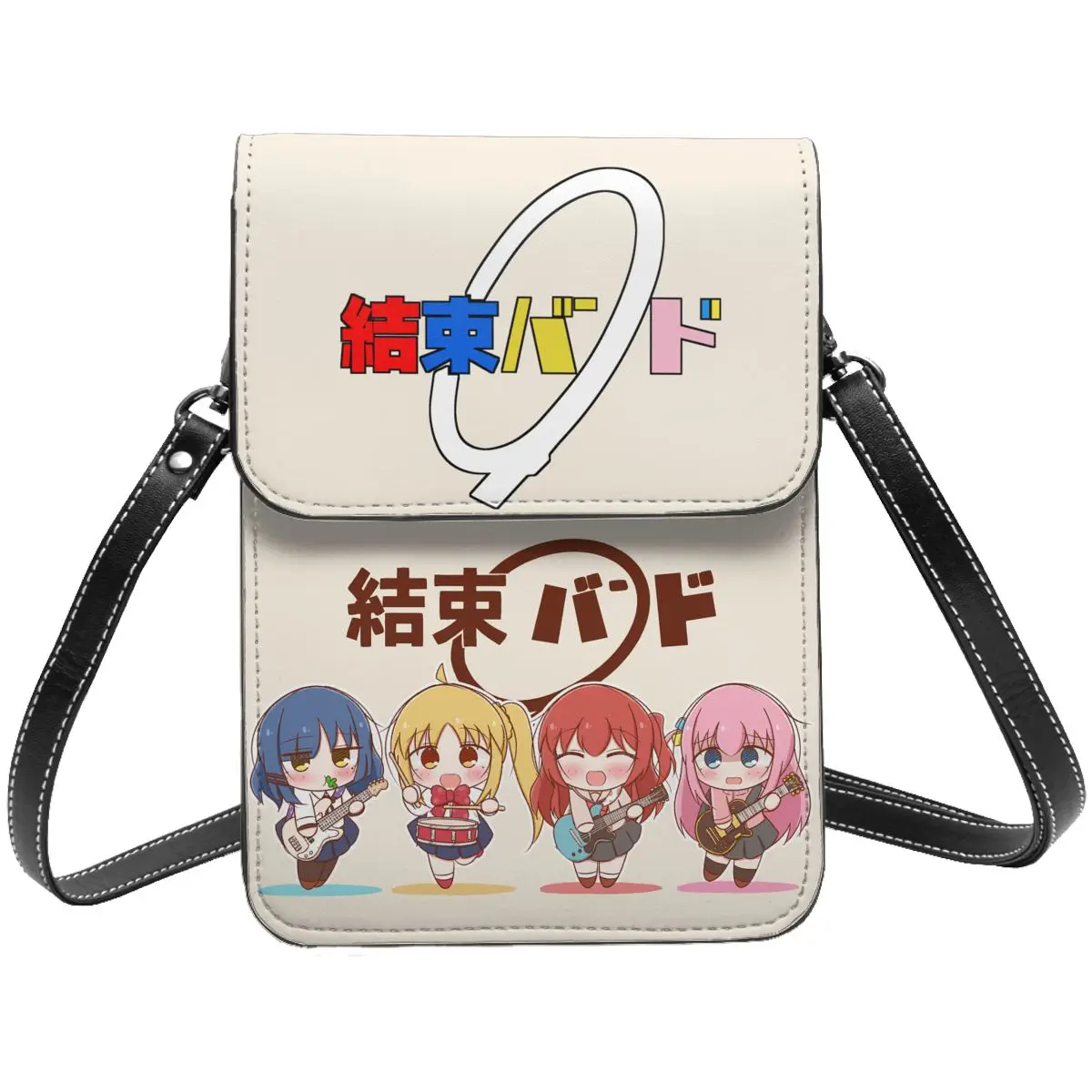 Bocchi The Rock! Chibi Gotou Hitori Leather Cell Phone Purse Stuff Fashionable Girl Crossbody Bag Card Holder Durable