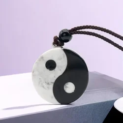 Jade Tai Chi Pendant Chinese Gifts for Women Fashion Luxury Black White Carved Choker Necklace Natural Jewelry Gemstone Amulets