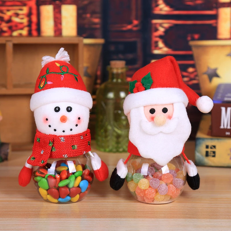 Santa Claus Candy Jar Storage Jar Christmas Transparent Gift Case Storing Nuts Candy Biscuit New Year Xmas Decor Party Favors