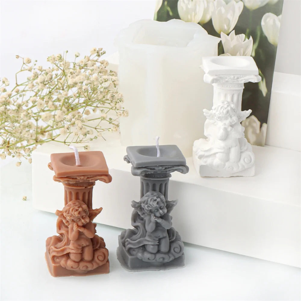 

Angel Roman Column Candle Holder Silicone Mold DIY Human Body Pillar Soap Plaster Candlestick Making Mould Desk Decor Gift