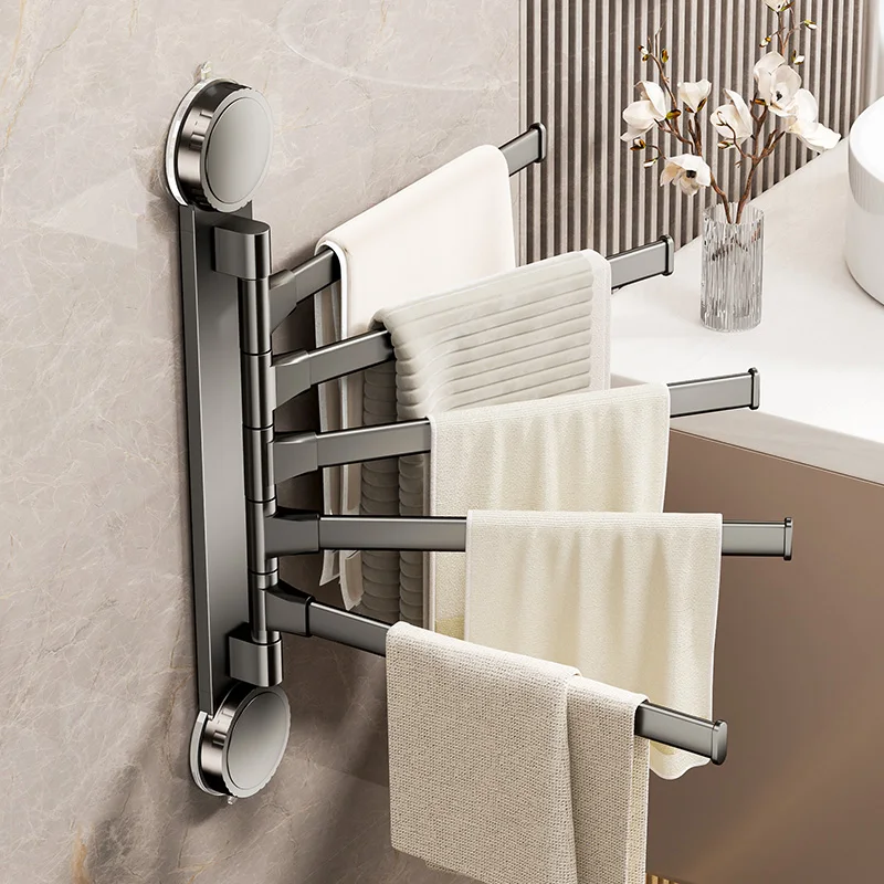 

Вешалка для полотенец на присоске, вращающийся держатель для полотенец, алюминиевая вешалка для полотенец 2/3/4/5 бар, подвесная настенная вешалка для полотенец для кухни и ванной комнаты