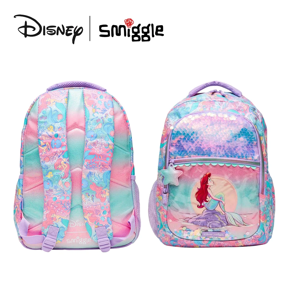 Disney The Little Mermaid Backpack Smiggle Children LunchBag 3-16 Years Old Wheel Schoolbag Children's Knapsack Trolleys Bag