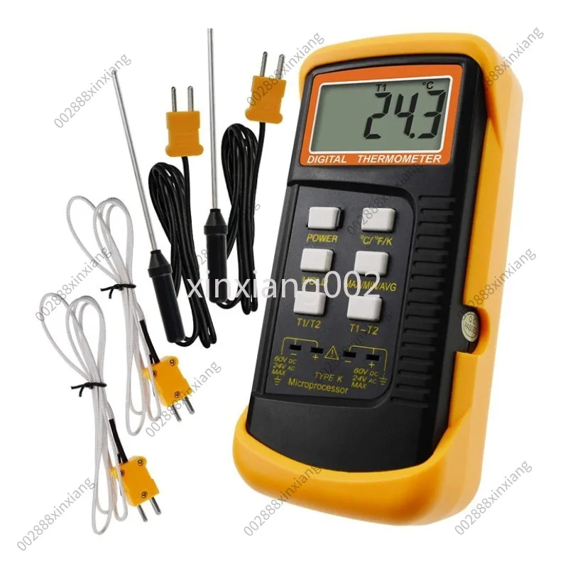 For 6802II Dual Channel K-Type Thermometer, 2-Channel Digital Thermocouple Meter, Multi Probe Industrial Temperature Tester