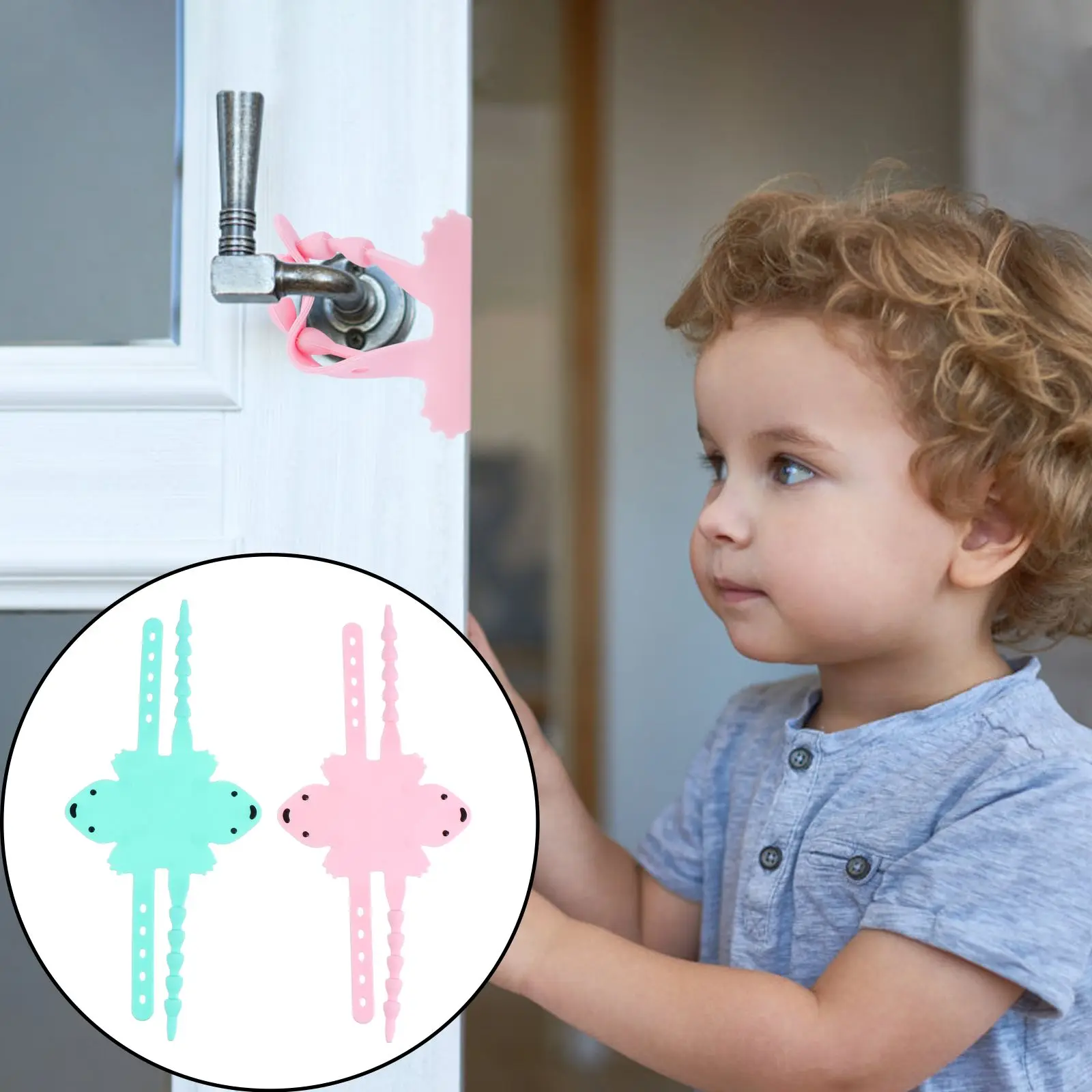 

2pcs Silent Lock Sleeve Door Pinch Guard Cartoon Design Noise Muffler Safety Protection Soft Material Baby Room Door Accessory