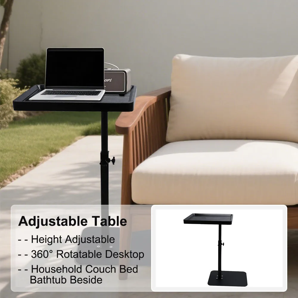 

Household Wooden Mobile Storage Table 360 Rotatable Desktop Easy Clean Surface Height Adjust Family Books Computer Office Desk