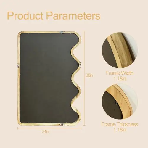 Wavy Wooden Wall Mirror Modern Bathroom Vanity Mirror Decor For Bedroom Living Room Entryway LED Bathroom Mirror Home Decor