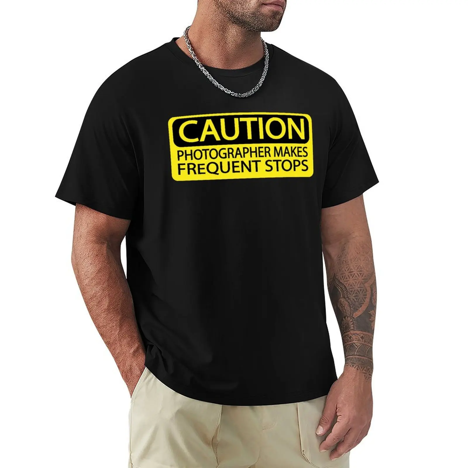 

CAUTION photographer makes frequent stops T-Shirt anime stuff for a boy outfits for men