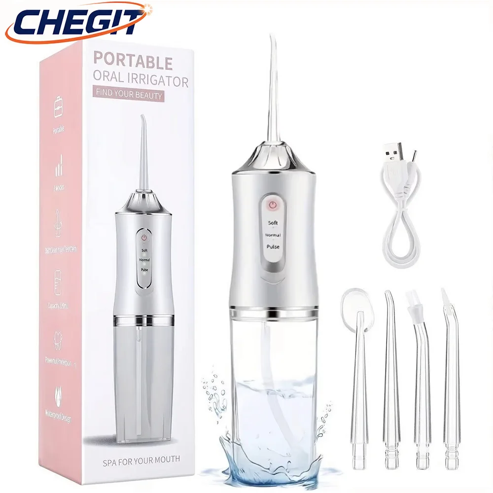 

Портативний розумний електричний іригатор для порожнини рота Водяна зубна нитка 4 струмені 3 режими Перезаряджуваний зубний іриг