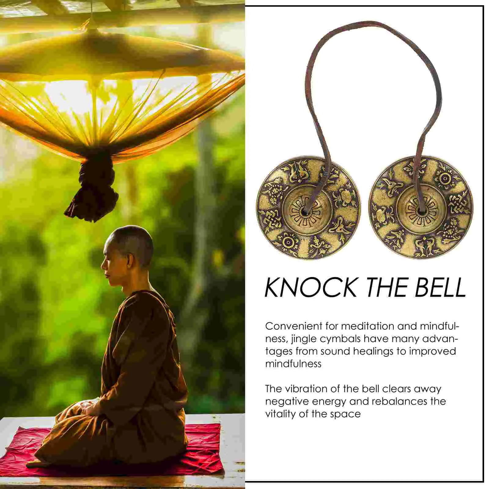 Bell Cymbals Meditation Tibetan Bells Instrument Chime Tingsha Yoga Chimes Finger Hand Symbols Brass Religious Cymbal Percussion