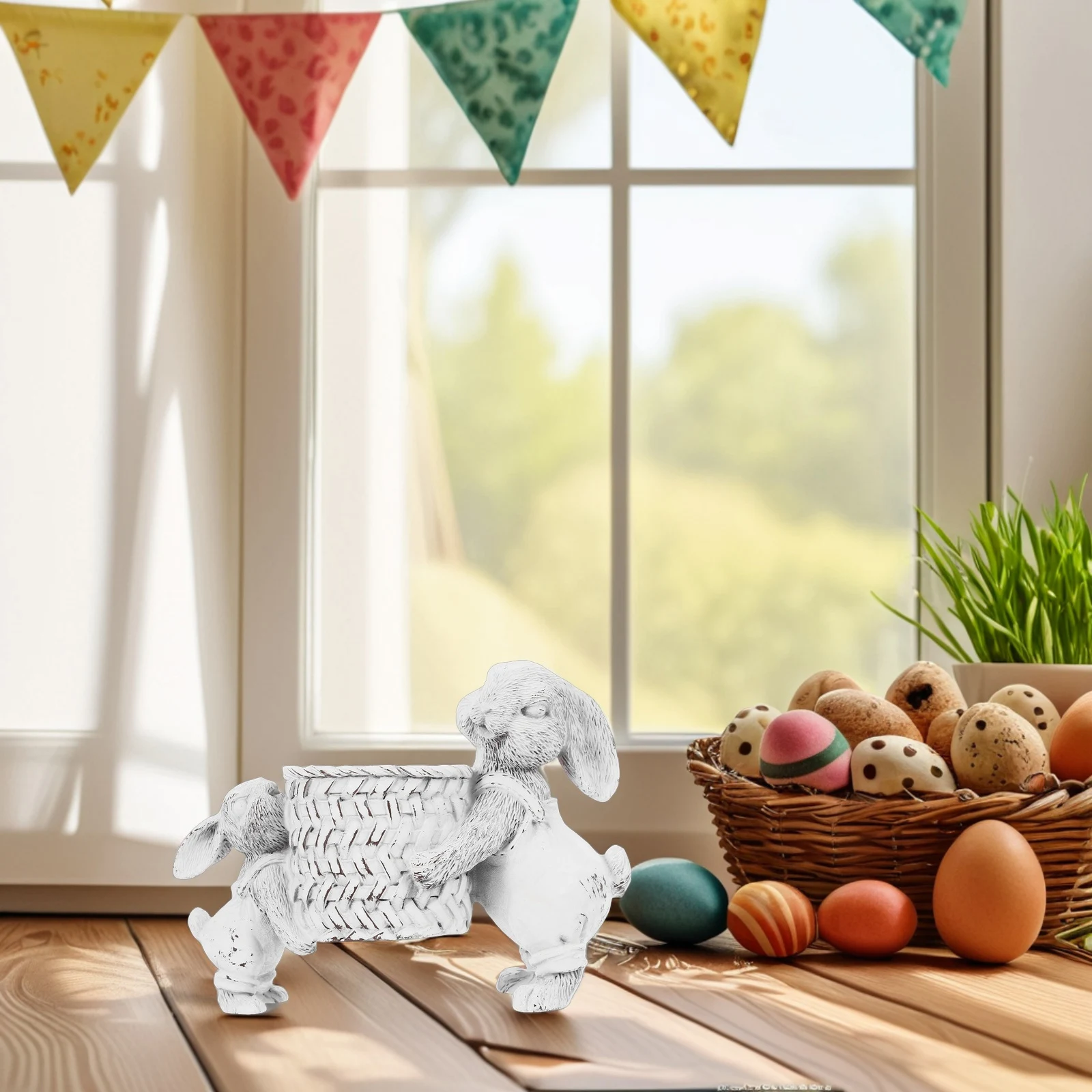 Easter Bunny Pen Holder Cute Desk ganizer White Color Stationery Storage Funny Rabbit Craft Decor Desktop Accessory Easter Gift