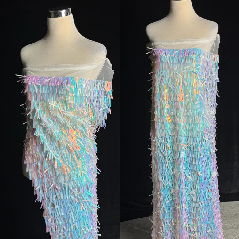 

1 ярд, длинный меч в форме радужного розового цвета с блестками, ткань для фотофона, дизайнерская ткань для свадебного платья для шитья