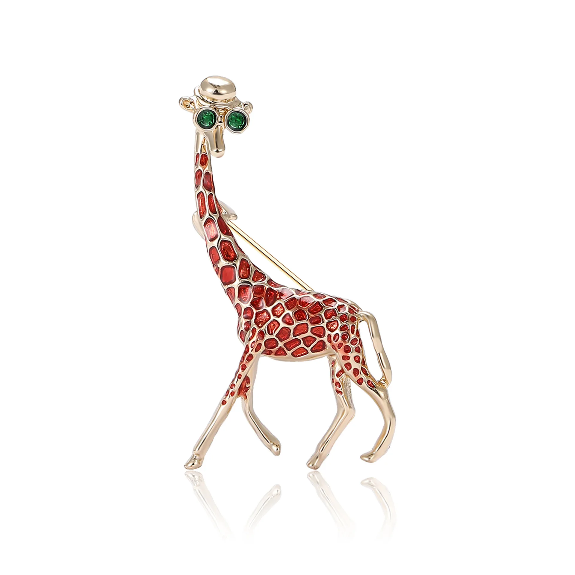 Enamel Giraffe Brooches for Women Men Trendy Metal Animal Pins Clothing Bag Accessories Personality Party Daily Jewelry Gifts