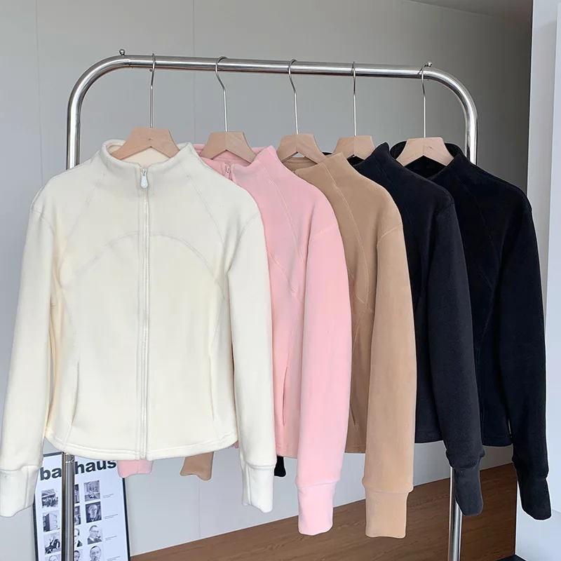 

Women's 2025 new winter anti-static warm and thick fleece standing collar jacket with inner lining