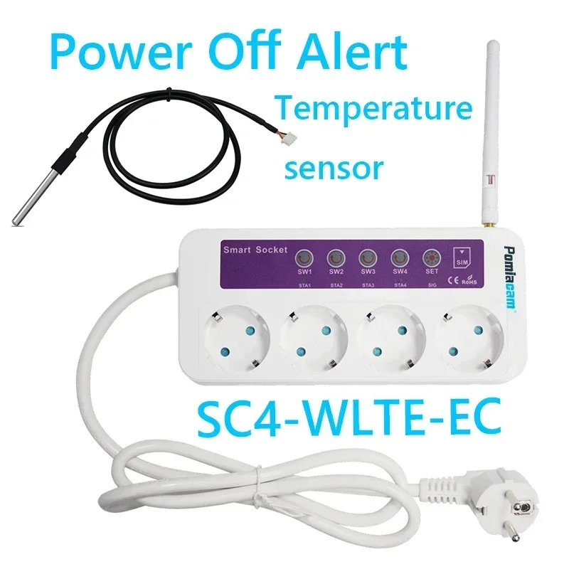 16A SMS Smart Socket Can Be Controlled OFF/ON By Mobile APP Power Supply SC4-GSM 4G 4CH Port Optional Power Failure Alarm