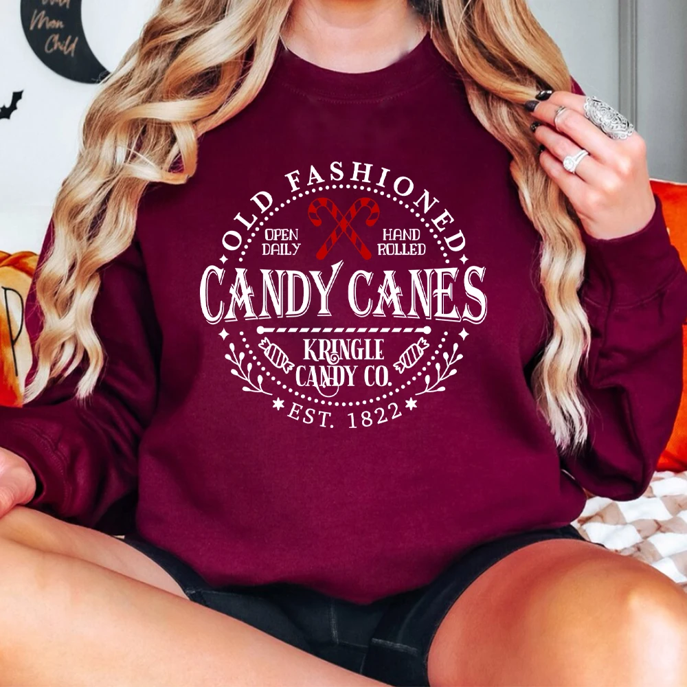 Aesthetic Christmas Sweatshirt  North Pole Crewneck Sweater Candy Cane Tee Christmas Hoodie Unisex Long Sleeves Sweatshirt