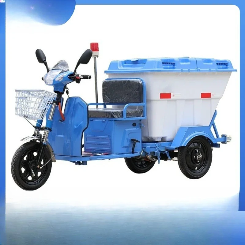 

Electric three-wheeled cleaning truck, street community property workers cleaning garbage truck, sanitation road garbage truck
