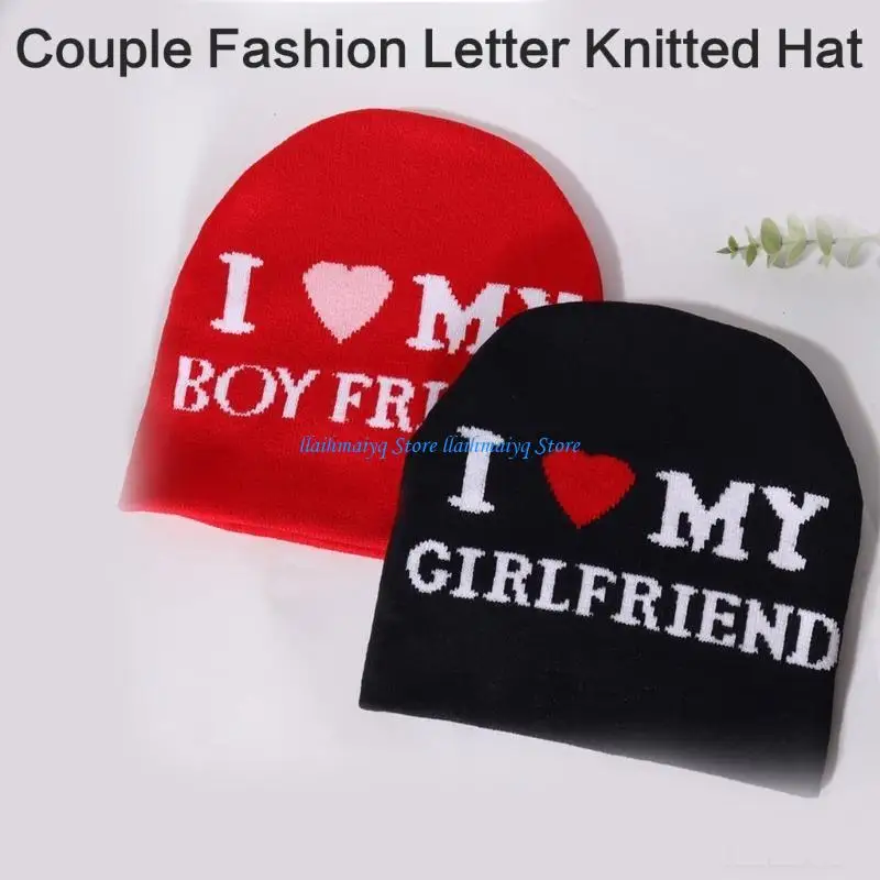 573B Gehaakte paren briefhoed meisje populaire schedelhoed pillingbestendig herfst winter mutsen hoed casual pullover hoed