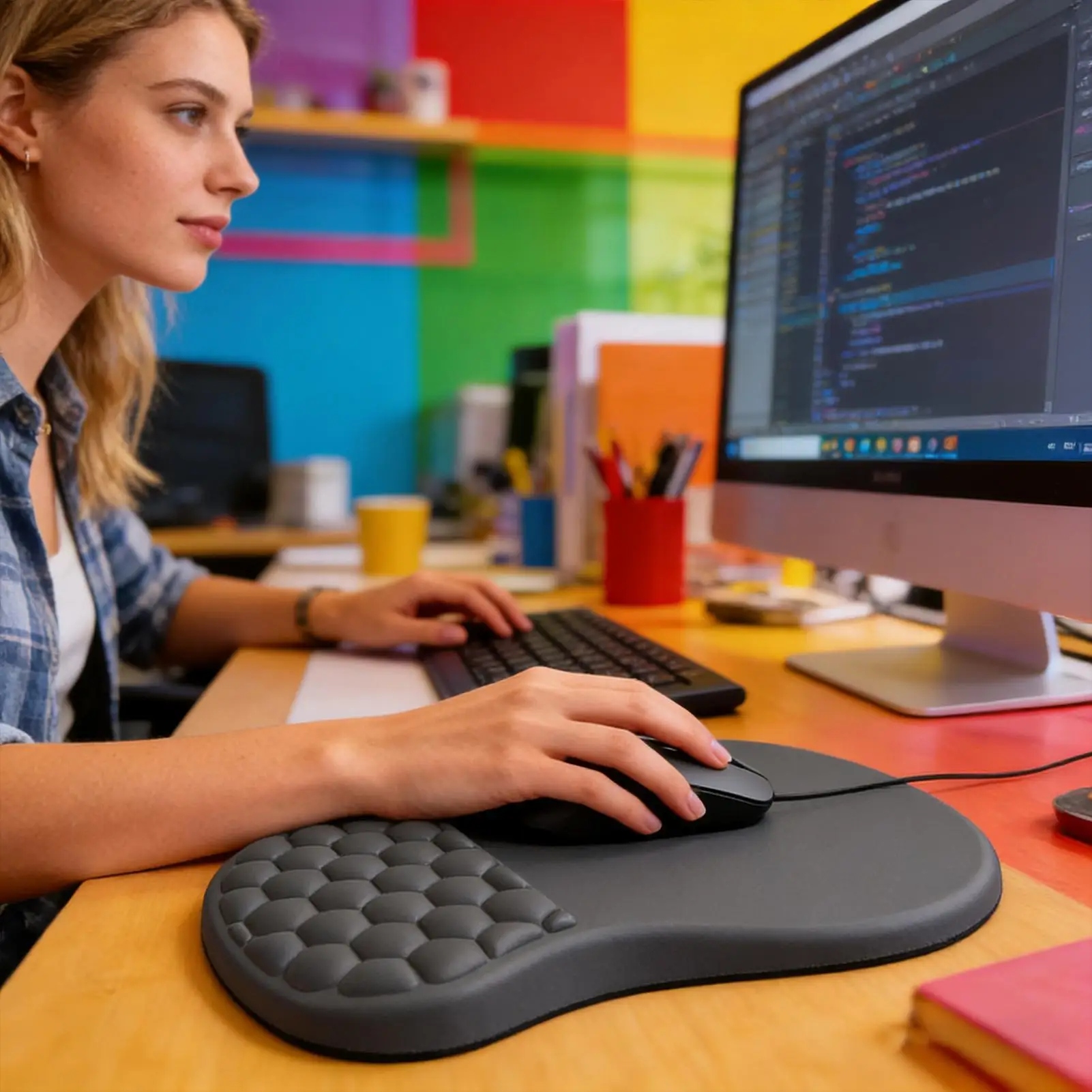 

Ergonomic Mouse Pad Memory Foam Ergonomic Anti-Slip Mouse Mat Desk Pad With Massage Design For Computer Laptop Home Cubicle Dorm