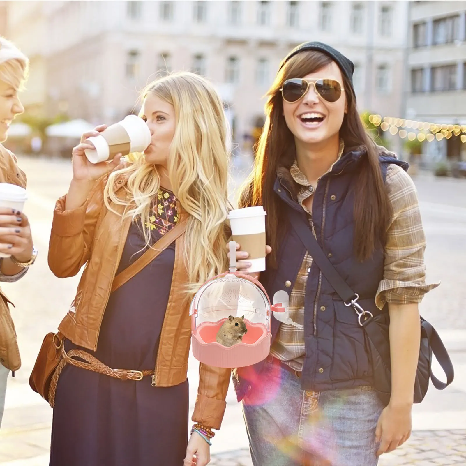 

Portable Hamster Cage Small Animal Travel Carrier for Rabbits Mice Birds Breathable Mesh Sides Secure Locking Mechanism Durable