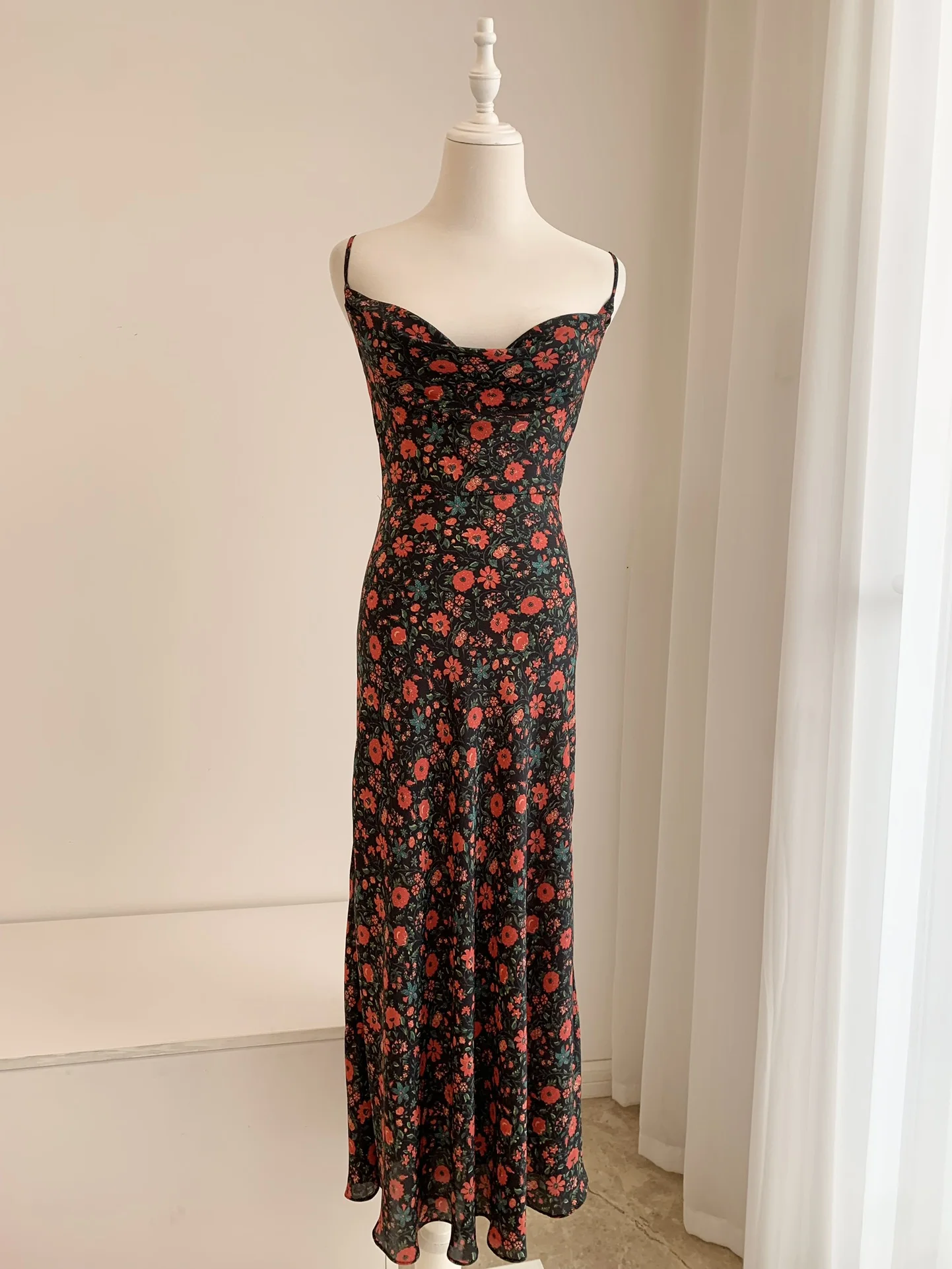 

Women Flower Print Strapless 100% Silk Slim Fit Holiday Long Dress