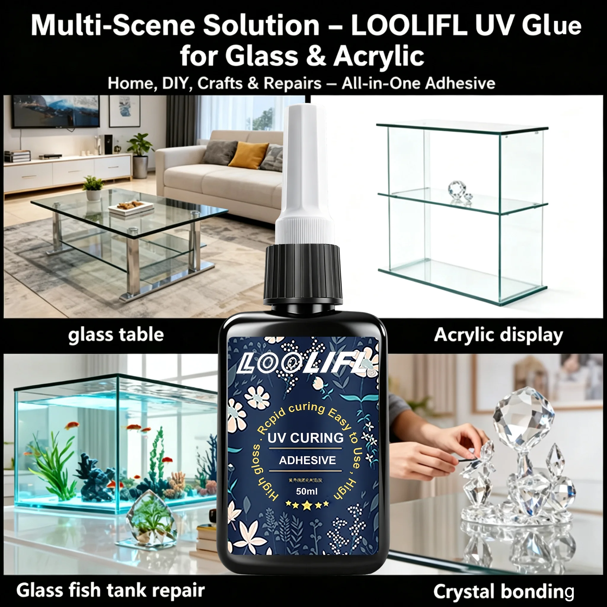 Uv Glue, Specialized Glue for DIY Crafts, High Transparency, Quick-Drying Crystal Resin for Making Heat-Shrinkable Small Ornaments, Sealing Gaps, Filling Uv-Curable Epoxy Resin, Shadowless Glue, Transparent Waterproof view 6