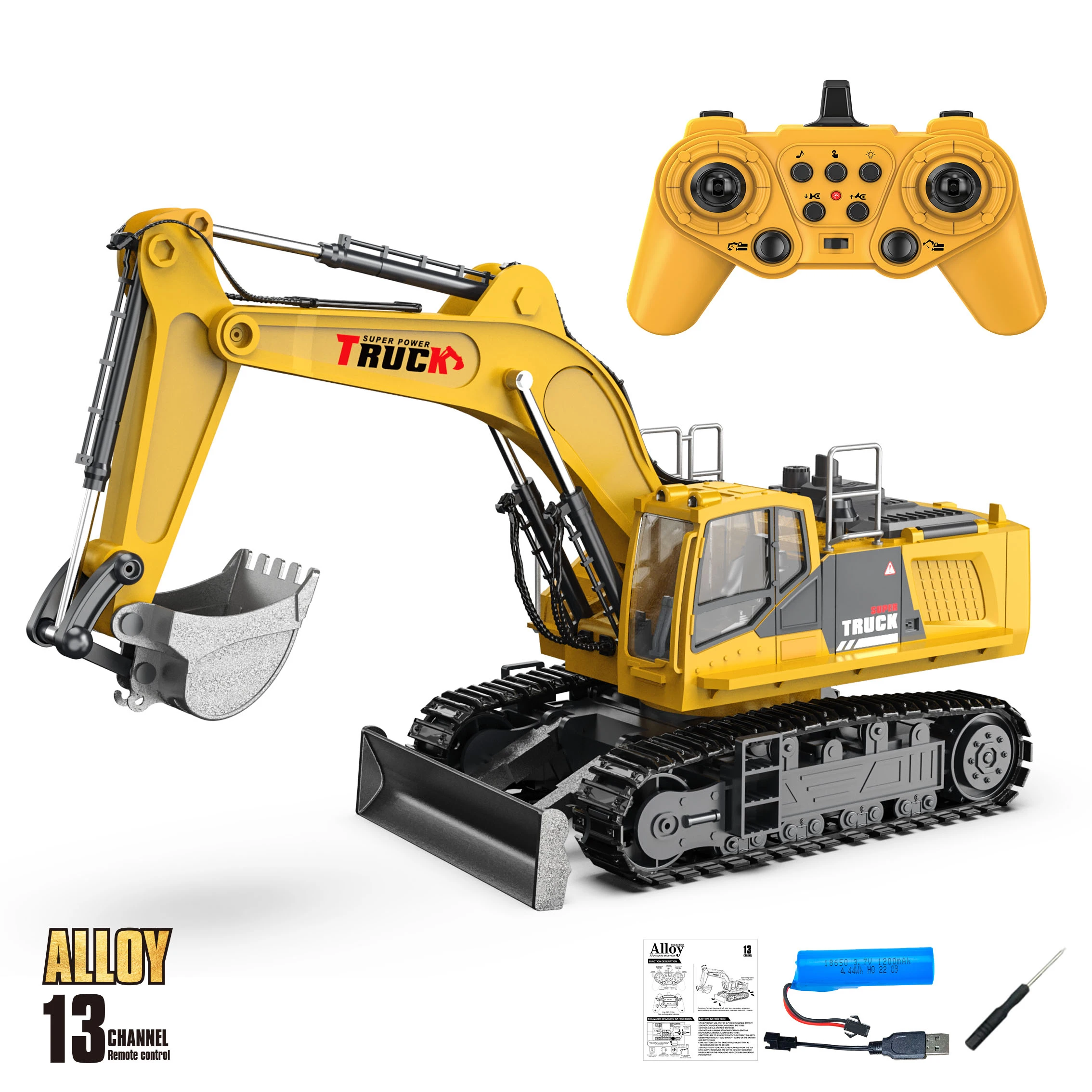 1/18 RC Spray Graafmachine Legering 17CH Techniek Voertuig Geluid Verlichting 680 Graden Rotatie Auto Kinderen Speelgoed Jongen Verjaardagscadeau