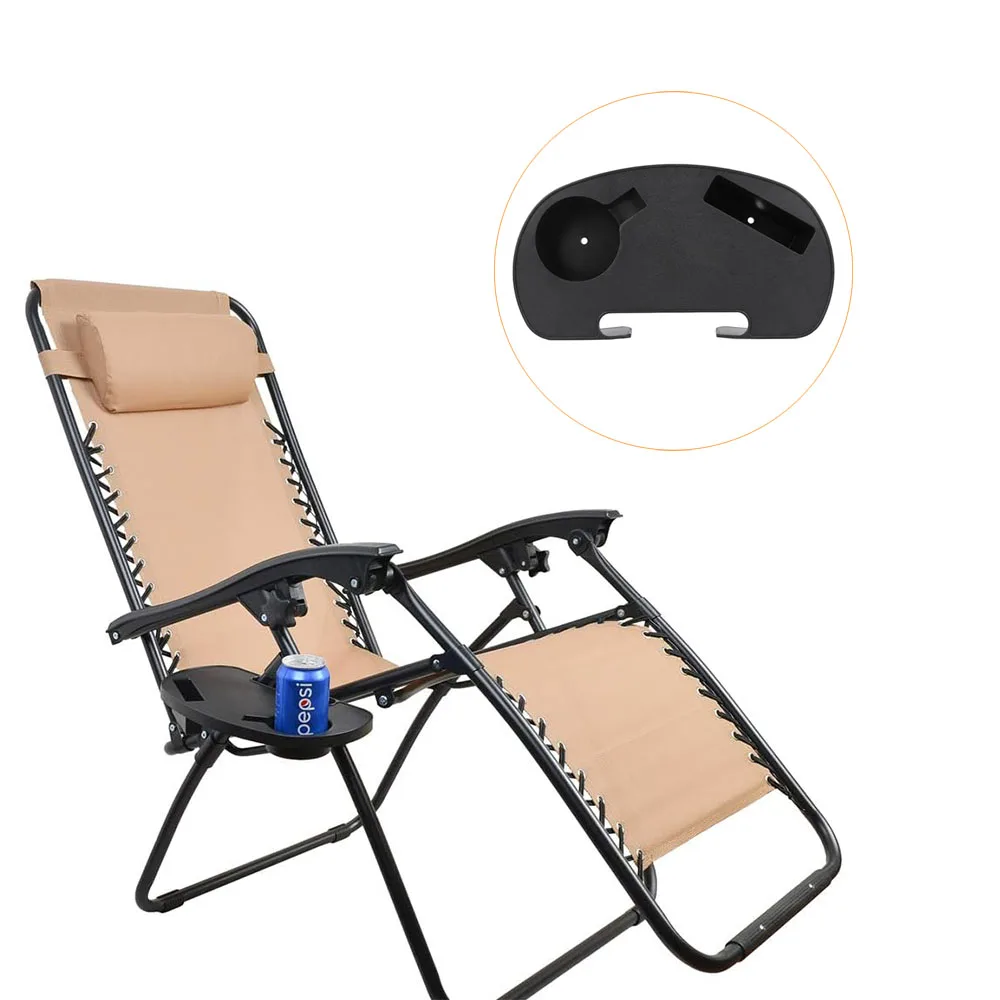 1 Plastic Universal Chair Cup Holder Snack Tray for Leisure Chair Garden Recliner Sun Lounger Clip Side Table（Excluding Chairs）