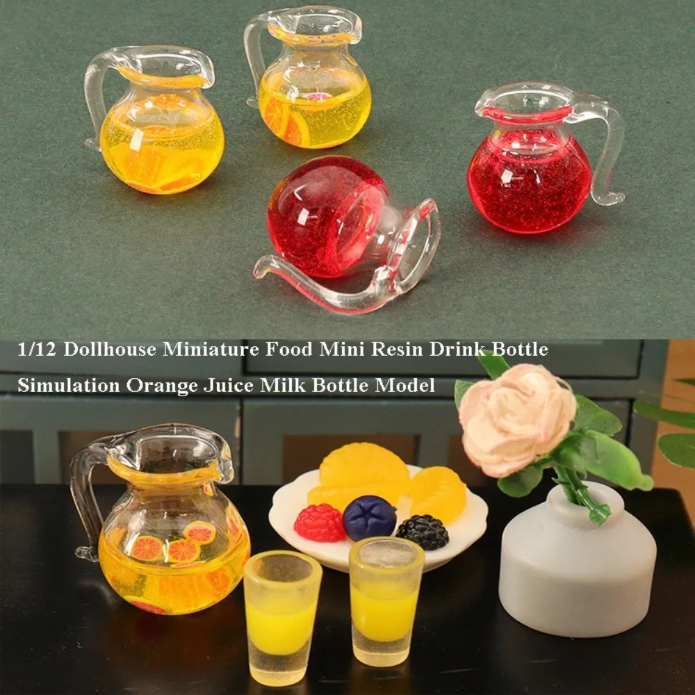 

1pc/1Set Mini Dollhouse Miniature Food Simulation 2 Colors Resin Drink Bottle Dolls Accessories 1/12 Dollhouse Decoration