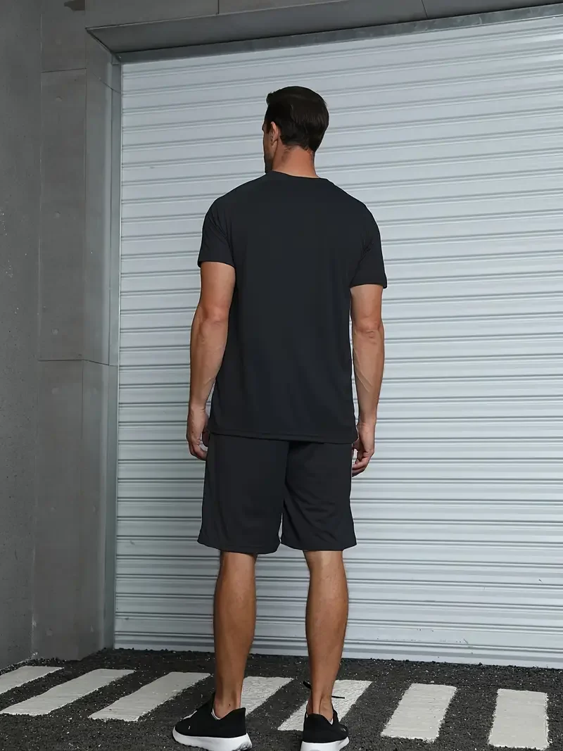 5PCS Men's Solid Color Quick Drying Shorts, Daily Home Casual Elastic Waist Drawstring ShortsWith Pocket Zipper, Quick Drying Co