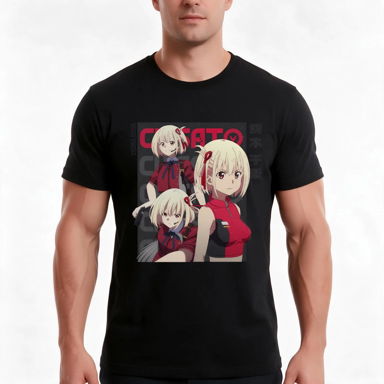 Chisato Nishikigi Lycoris Recoil T-Shirt, Summer Casual Cotton Tee, Oversized Streetwear Tops, Vintage Graphic Print