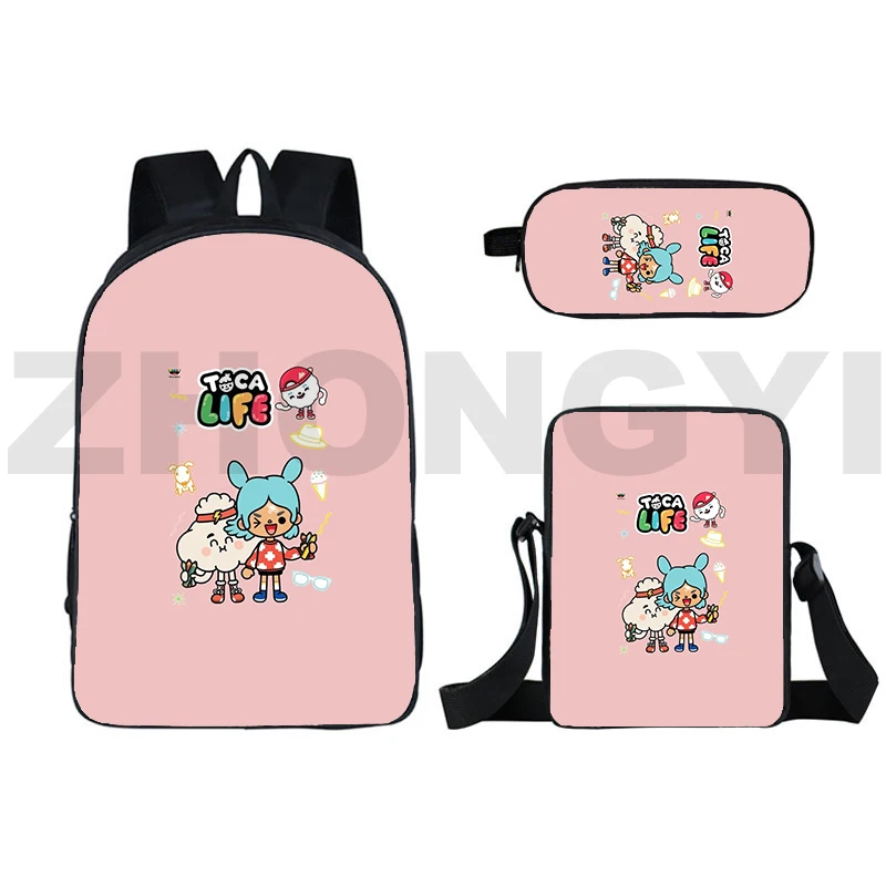 Fashion Canvas Toca Life World Game Boys Sport Bag Toca Boca 3D Backpacks 16 Inch Large Capacity Women Men Anime Cute Packbag