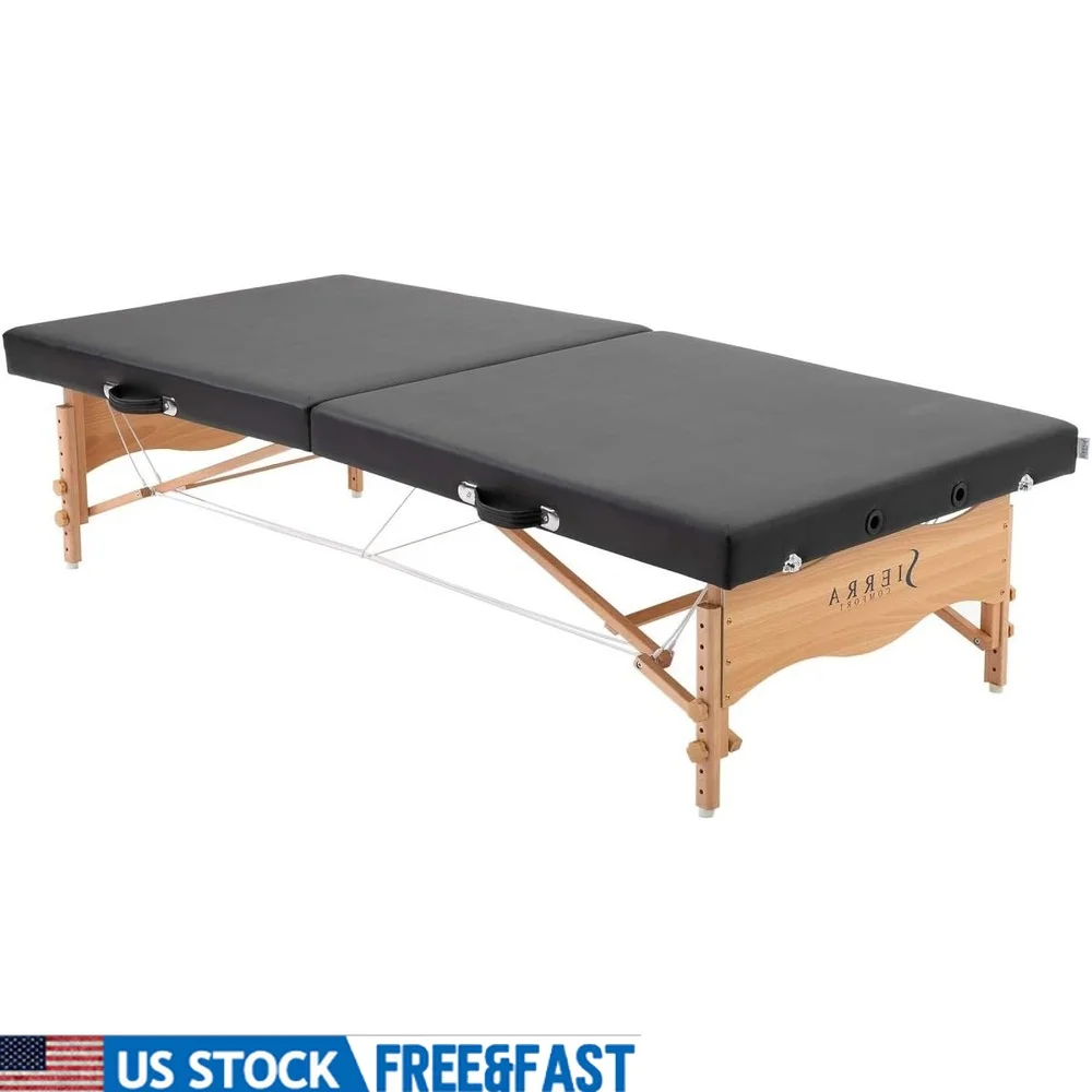 

Portable Low-Level Massage Table PU Leather Folding Treatment Bed Adjustable Height Strong Frame Support Bar 400lbs Capacity