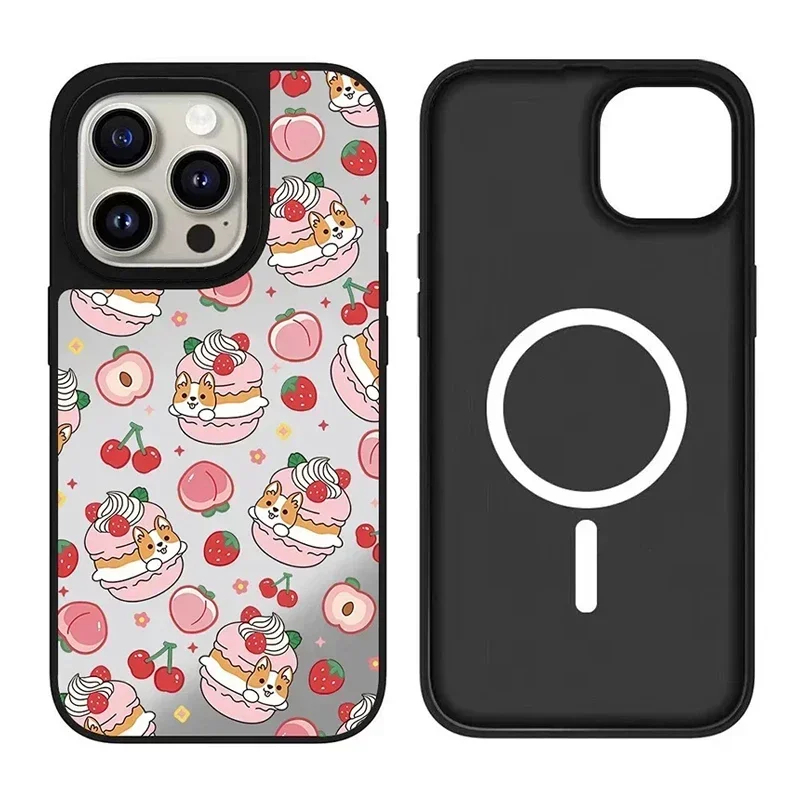 

Cute Animals Ice Cream iPhone 11 12 13 14 15 16 Pro Max Mirror Surface MagSafe Case Cover Shell