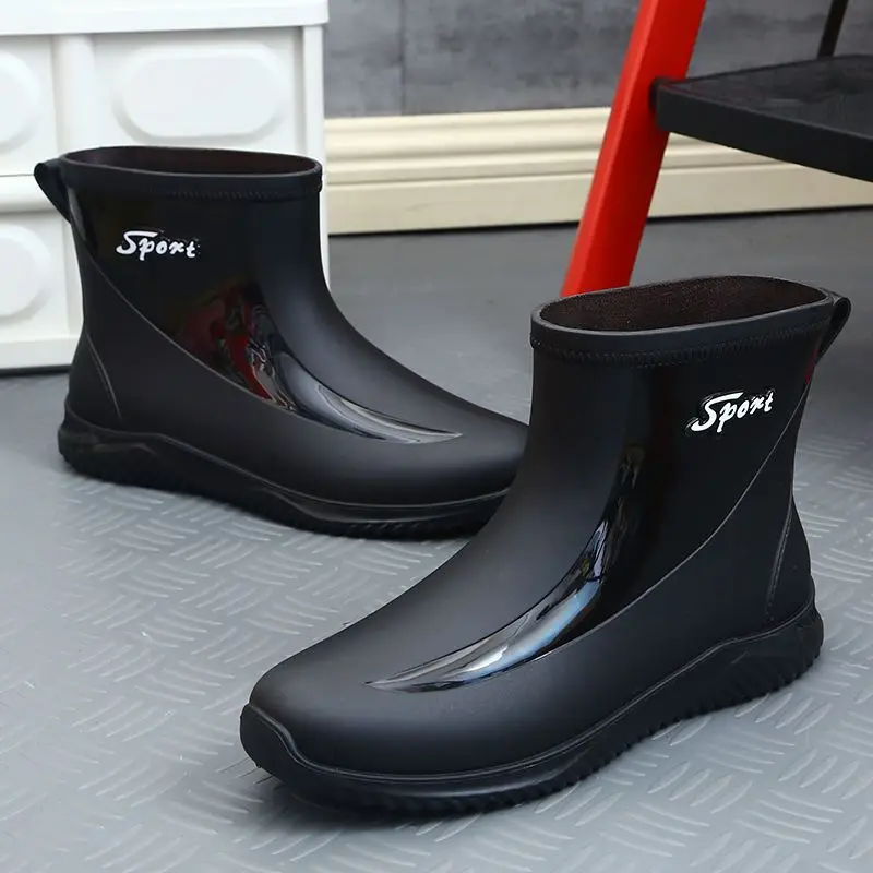 

Ботильоны с алфавитом для молодых студентов, мужская обувь на толстой платформе, дизайнерская резиновая грязь, новые резиновые сапоги без шнуровки, мужские резиновые сапоги