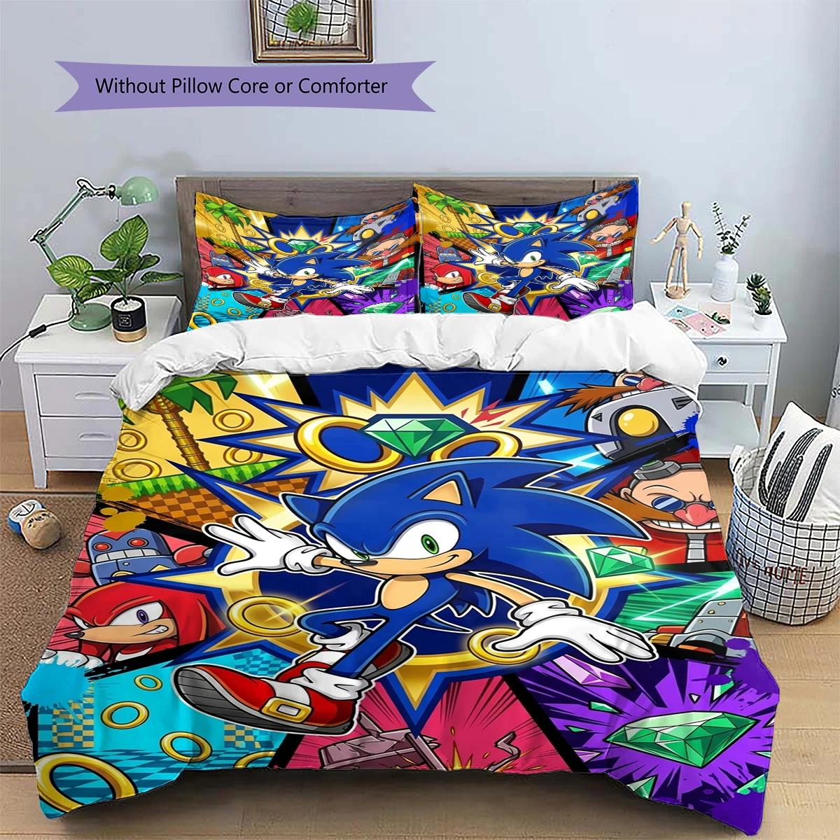 Sonic the Hedgehog Anime Daily Use Bedding Bedroom Decor Nice Fan Gift Patterned Duvet Cover Set -xia65 - view 4