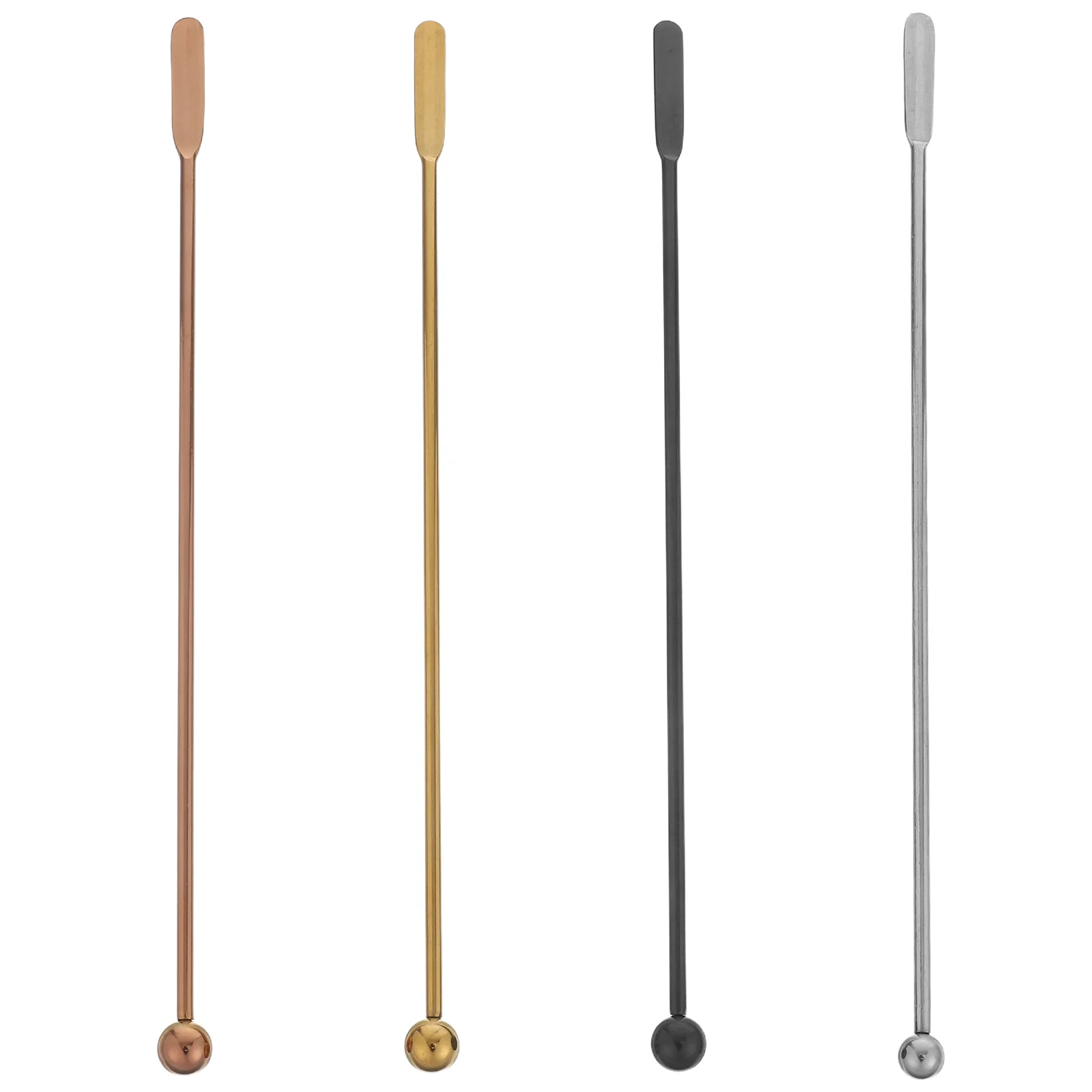 

4Pcs Stainless Steel Cocktail Stirrers Reusable Swizzle Sticks Rectangular Paddles for Coffee Drinks