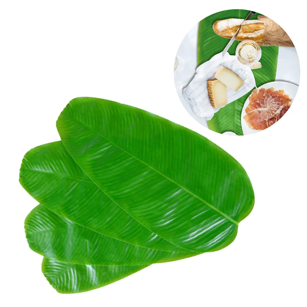 

4pcs Simulation Banana Leaf Placemat Artificial Green For Tropical Hawaii Party Decor Home Kitchen Bedroom Decoration Banana