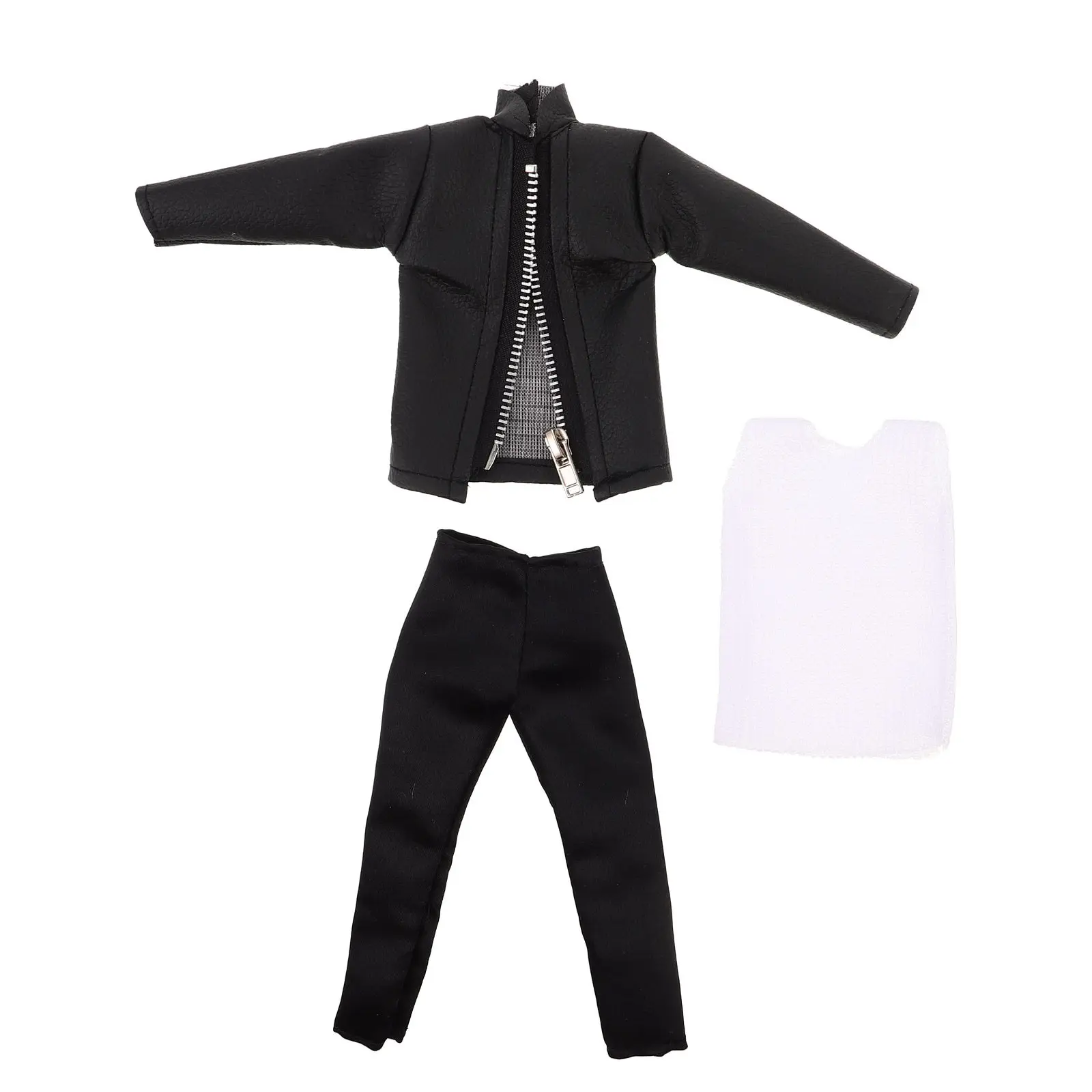 1 ชุดเสื้อผ้าเด็กผู้ชายชุดเสื้อแจ็คเก็ต PU กางเกงชุดเจ้าบ่าวสมจริงสำหรับ 30 ซม. ชุดเสื้อผ้าสำหรับนักสะสม