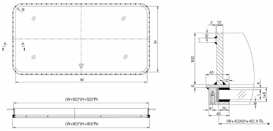 Marine Fireproof Rectangular Window for Boat Ship Customizable