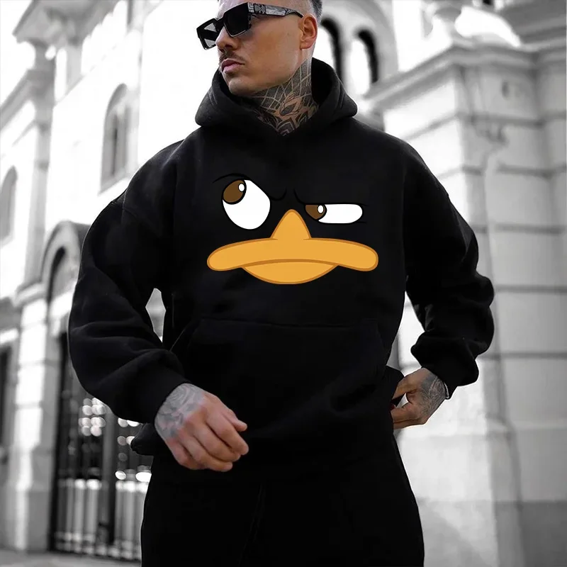 Lustige Cartoon Ente Männer Hoodies 2025, Streetwear Fashion Hip Hop Mit Kapuze Sweatshirt Männlich Trendy Casual Herbst Winter Stil Hoody