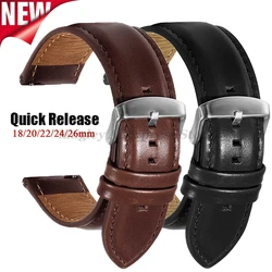 Handmade Leather Bracelet for Seiko for DW Watch Band 18mm 20mm 22mm 24mm 26mm Brown Strap Quick Release Women Men Accessories