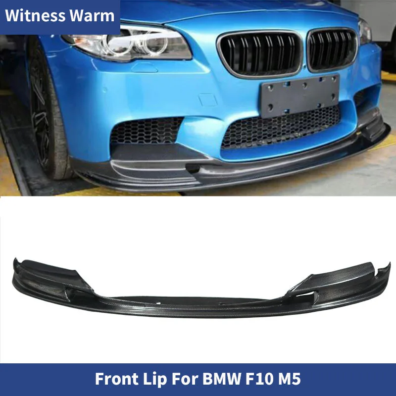 F10 M5 Car Front Bumper Lip Splitters Spoiler for Bmw 5 Series 520 525 530 535 F10 M5 2010-2016 Carbon Fiber / Black Frp