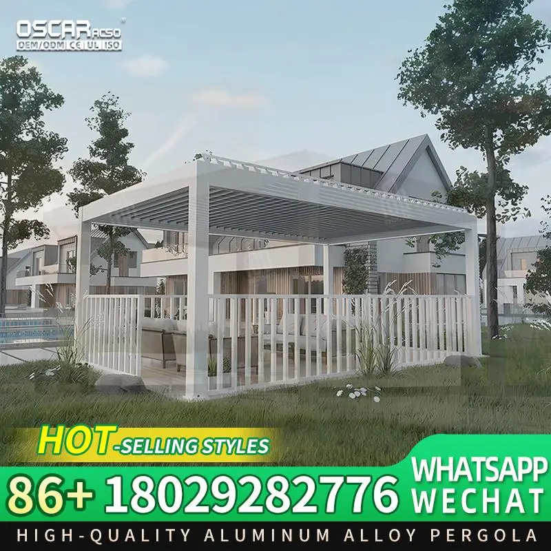 

Энергосберегающие умные электрические жалюзи для современных дома, бассейн, алюминий в США, современная уличная теневая структура Pergol