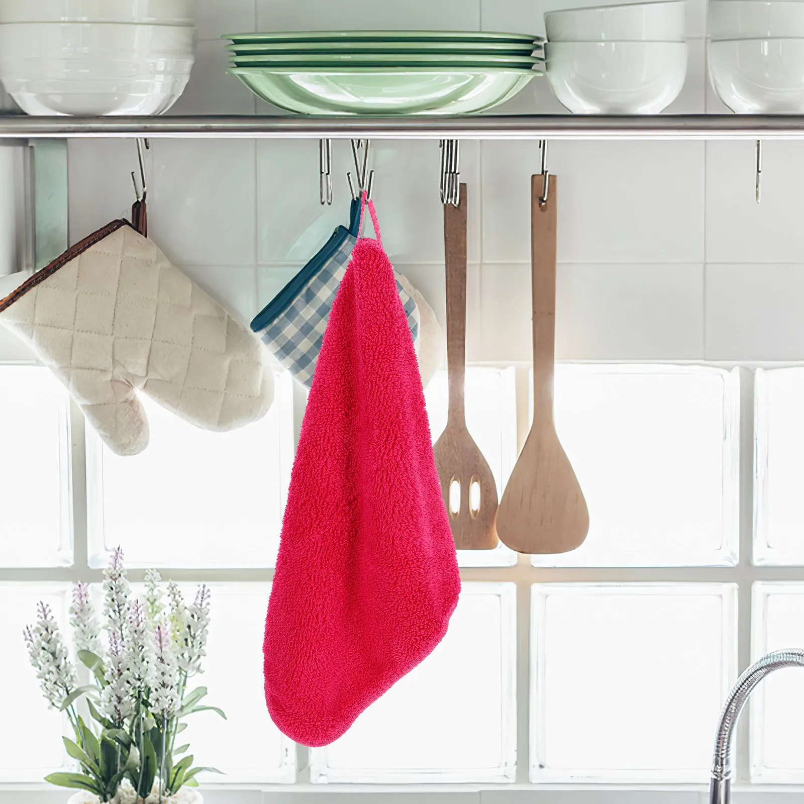 

1 шт. полотенце для рук из кораллового флиса с фруктовым узором, быстросохнущее, впитывающее воду, подвесное полотенце для кухни, ванной, офиса, умывания